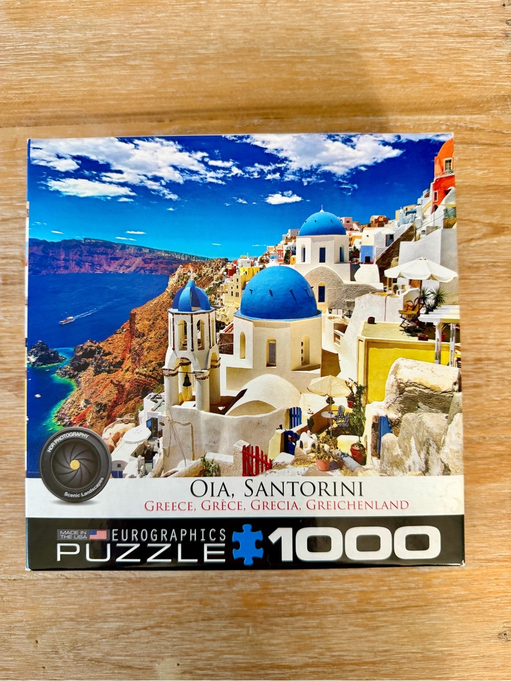 Eurographics 1000-Piece Oia Santorini Jigsaw Puzzle - Blue & White
